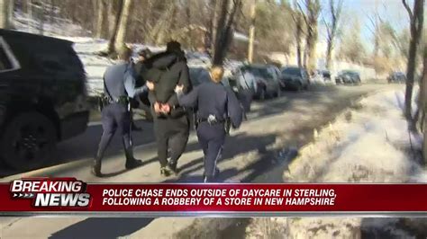 Police chase ends outside daycare in Sterling after robbery of store in NH
