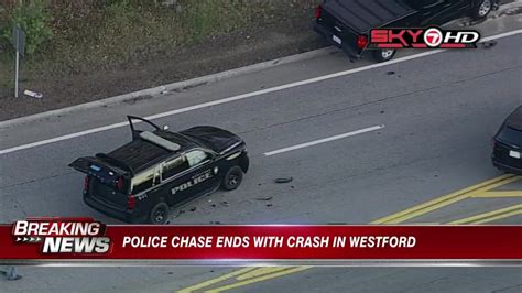 Police chase ends with crash in Westford