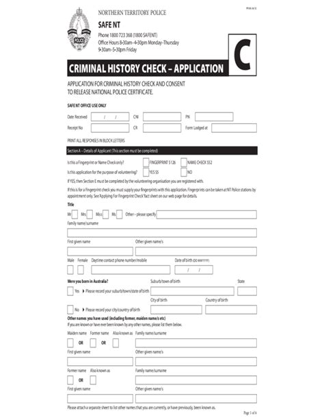 Police check appointment.  Request for Criminal History Check Criminal his...