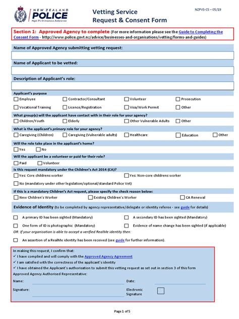 Police consent form.  For further information about the vetting process, please se...