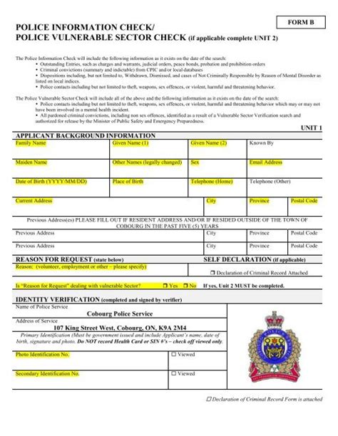 Police information check with vulnerable sector screening.  You are respon...