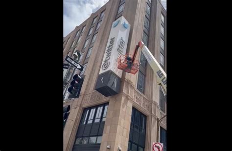 Police interrupt as Twitter logo taken down from SF headquarters