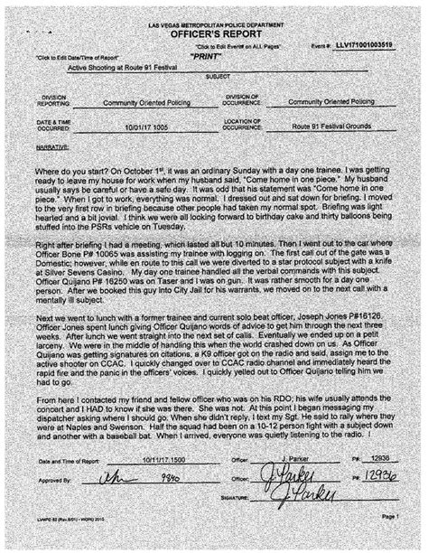 Police report las vegas. SEPTEMBER 19--Here's the Las Vegas police report detailing O.J. Simpson's alleged armed robbery of two memorabilia dealers. The document provides a comprehensive account of the probe of the September 