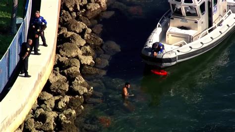 Police respond to waterfront crisis involving naked man in Miami