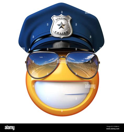Policeman emoji isolated on white background, cop emoticon