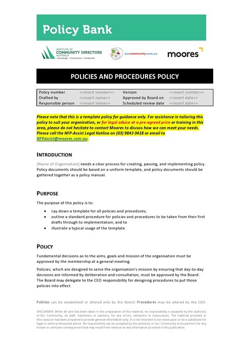 Policy And Procedure Template Addictionary