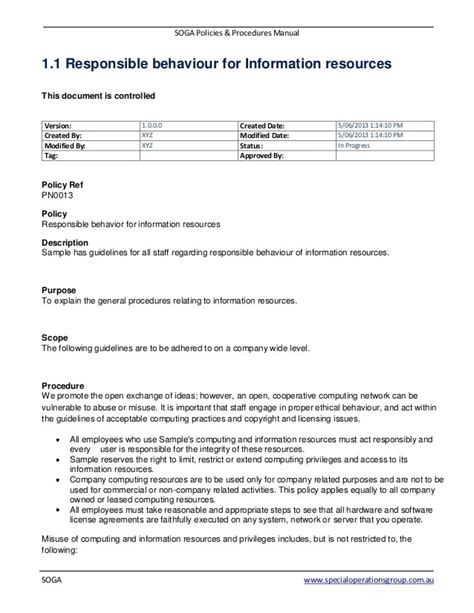 Policy Procedure Manual Template Classles Democracy