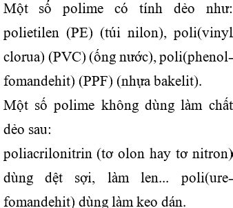 Polime nào sau đây được dùng làm chất dẻo?