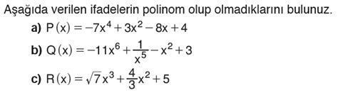 Polinom kavramı ve polinomlarla işlemler