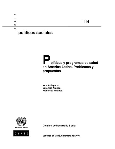 Politicas y programas de salud en america latina. - W orbicie literatury, teatru, kultury naukowej.
