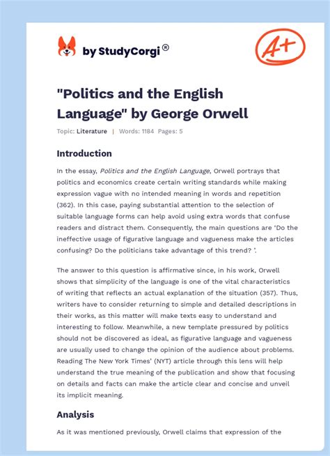 Politics English Study Language Guide Orwell