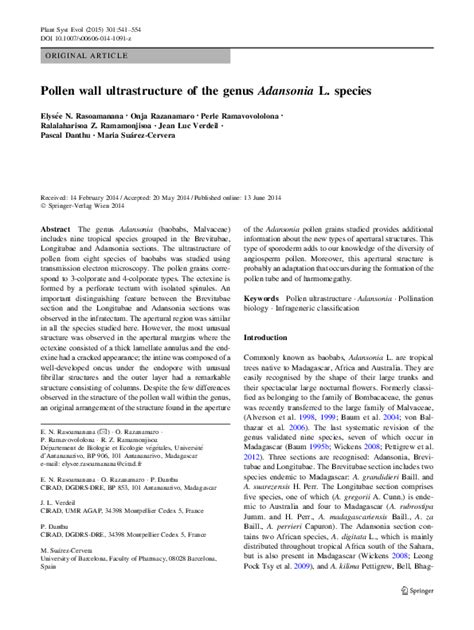 Pollen wall ultrastructure of the genus Adansonia L. species