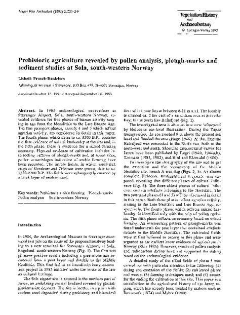 Pollen-Analytical Evidence for the Effect of Prehistoric Agriculture …