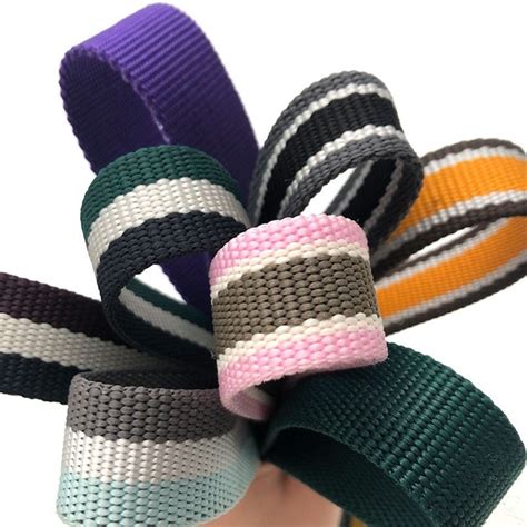 Poly webbing.  Its lightweight but strong and durable material comes in a vibrant range...