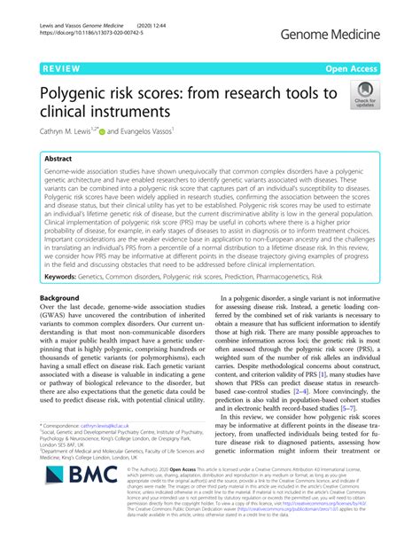 Polygenic risk scores: from research tools to clinical instruments ...