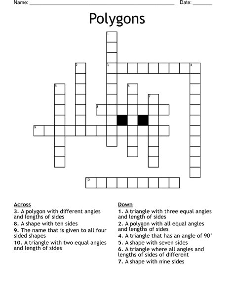 Polygons Crossword - WordMint