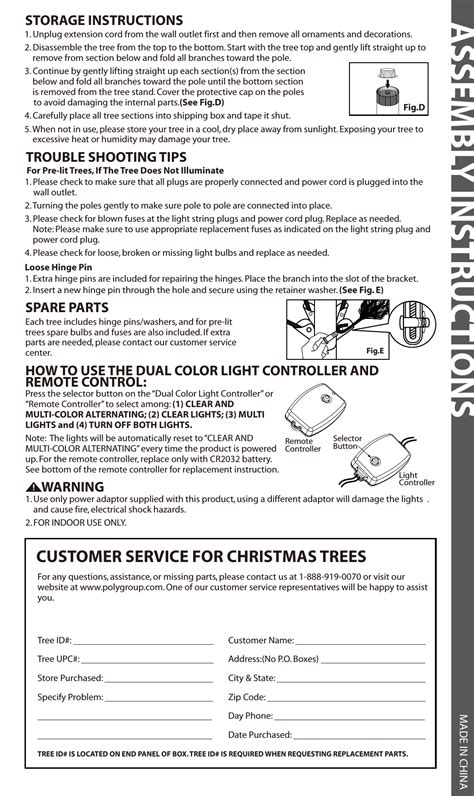 Polygroup christmas tree setup.  User manual instruction guide for Christm...