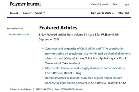 Polymer Bulletin Online first articles - Springer