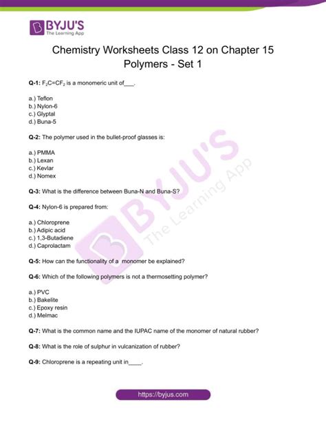 Polymer Chemistry Quizzes Questions And Answers