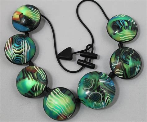 Polymer clay pendant necklace,