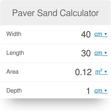 This is how to calculate the amount of sand needed for pavers. One 20kg bag of Paver Bond will provide filling for approximately 5 to 7m 2 of. This will vary depending on the size of your pavers. Smaller pavers will have more gaps and therefore require more rather than less. Pour Paver Bond sand between the pavers and use a broom to sweep …. 