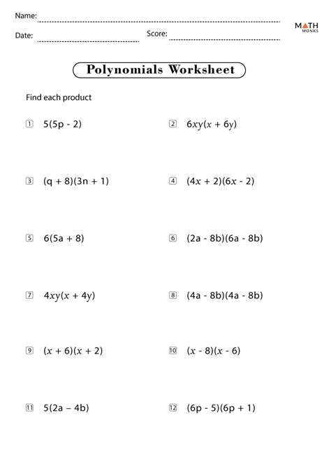Polynomials Worksheet With Answers
