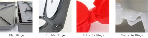 Polyolefin hinge. P.  C.  Plastic living hinges are very common in lids, bott...