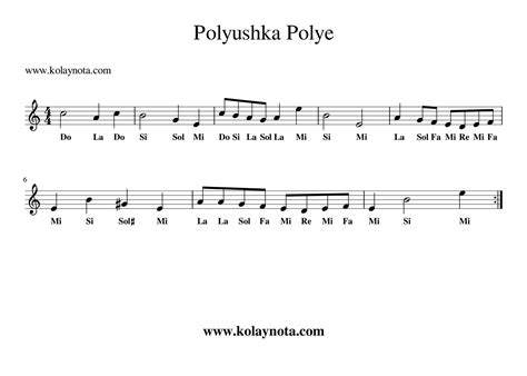 Polyushka Polye Do Re Mi Notaları.