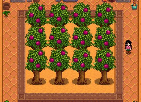 Contents 1 Fruit Quality & Price 2 Spring 2.1 Apricot Tree 2.2 Cherry Tree 3 Summer 3.1 Banana Tree 3.2 Mango Tree 3.3 Orange Tree 3.4 Peach Tree 4 Fall 4.1 Apple Tree 4.2 Pomegranate Tree 5 Weather 6 Bugs 7 References 8 History For trees that are chopped down for wood, see Trees.. 