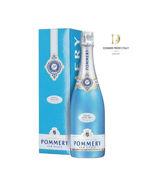 Pommery Blue Sky Demi Sec Champagne with 2 flutes