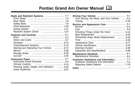 Pontiac grand am owners manual 2002. - Snyder e nicholson manuale dettagliato della soluzione.