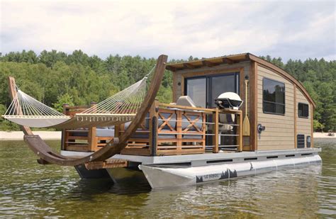 Pontoon boat with cabin. Sleeping on a pontoon boat is absolutely possible and, in fact, you can get pontoon boats that have cabins and are generally considered hybrid pontoons/cabin cruisers. Many of these boats look like small houseboats and feature some remarkable amenities including a sun deck on top of the sleeping quarters and more. 