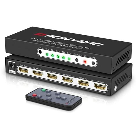 Ponybro Uhd 4k 60hz Hdmi 2.0 Switch 5 Puertos Con Extractor