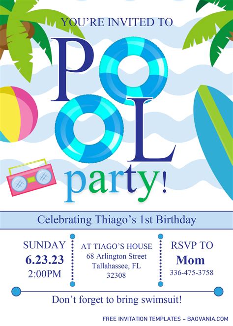 Pool Party Invite Templates Addictionary