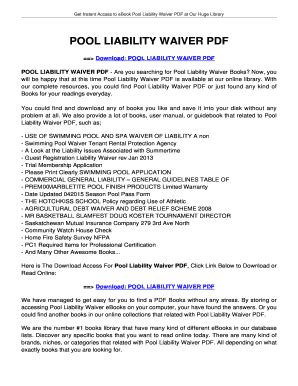 Pool Waiver Liability Form Fill Out and Sign Printable PDF Template