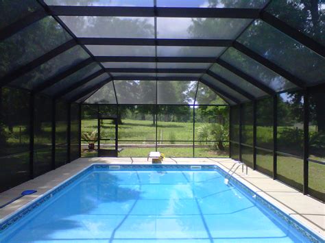 Pool enclosure cost. A pool enclosure costs $6 to $75 per square foot or between $4,200 and $50,000 on average. Pool screen enclosures cost $9 to $6 per square foot, plastic or glass pool cages run $17 to $75 per square foot, and custom or retractable enclosures are $44 to $230 per square foot. 