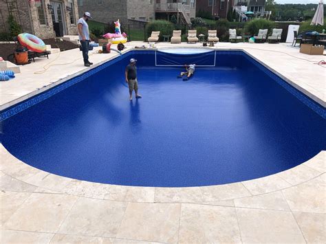 Pool liner installation. Jan 13, 2022 · In-Ground Vinyl Pool Liner Replacement Cost. On average, you can expect to pay around $2,200 on a vinyl liner for your inground pool. For a simple patch job, costs can be as low as $350, while a complete replacement on a large pool could cost as much as $5,000. These estimates are for the materials and installation costs combined. 