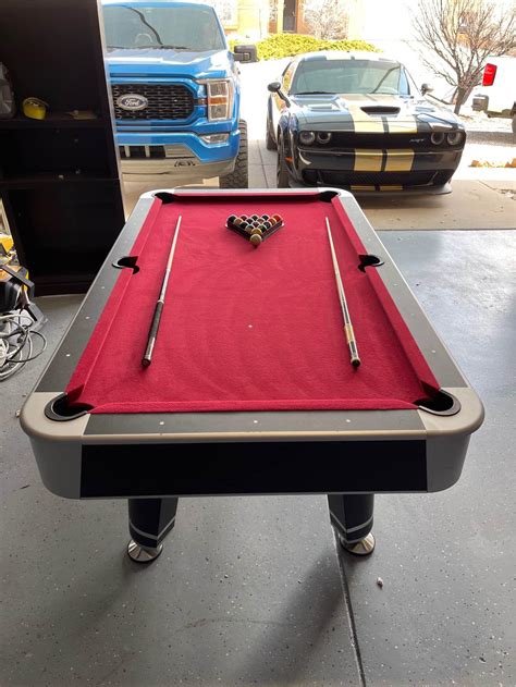 Pool tables come in several sizes including the toy table at 3.5 feet by 7 feet, the 4 feet by 8 feet table commonly seen in bars and the full-size 4 feet by 9 feet table. There is also a monster 5 feet by 10 feet table.. 