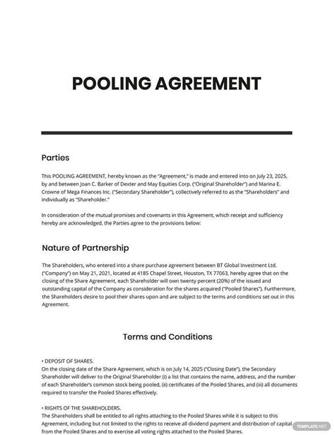Pooling Agreement