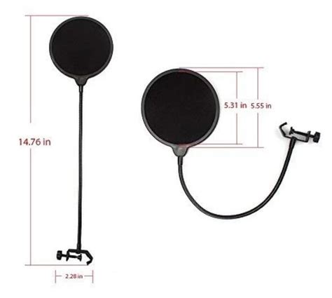 Pop Filter with Wind Screen and Metal Gooseneck Holder for Mics …