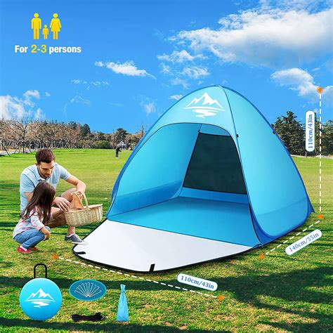 Pop Up Beach Tent UPF 50 Sun Shelter 2-3 Person Automatic