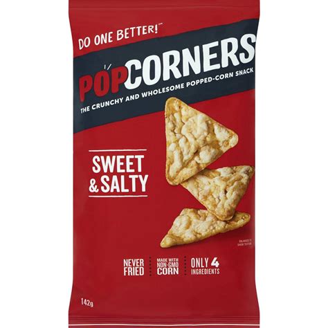 Pop corner. Snack PopCorners Sweet & Salty được chế biến tương tự theo cách cổ điển và tăng độ thơm ngon hơn bằng cách thêm một giọt dầu hướng dương, đường mía và … 