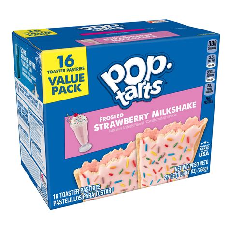 Pop tarts strawberry milkshake. A travel-ready toaster pastry perfect for lunchboxes and kids snacks; Enjoy Pop-Tarts from the pack or warm from the toaster or microwave. Includes one, 13.5oz box containing eight toaster pastries; Four pouches total, two pastries per pouch; Packaged for freshness and great taste. Start your day with tasty pastry crust and sweet strawberry ... 