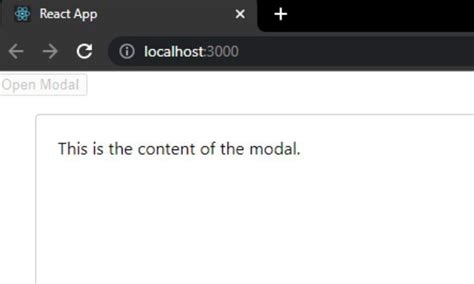Pop up modal in react js.  You should consider using reactjs-popup for tho...