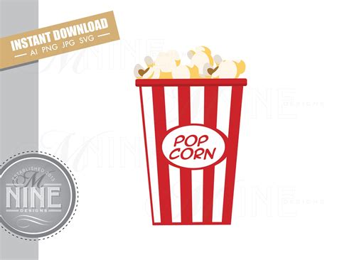 Popcorn Box Clipart - Etsy