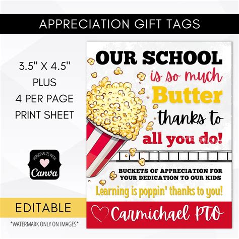 Popcorn Teacher Appreciation Tags – Simple Desert Designs