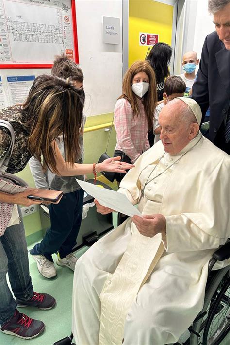 Pope visits children’s cancer ward in sign he may soon be discharged from hospital