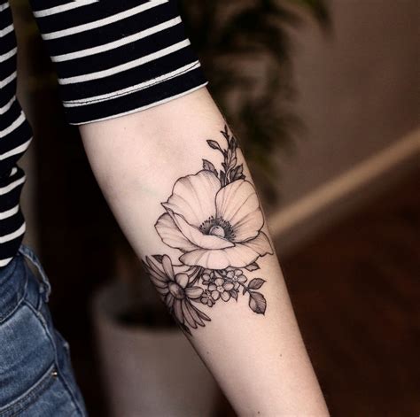 Poppy Flower Tattoo Black And White