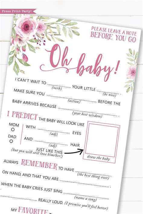 Popular Items For Advice Cards On Etsy Baby Shower Mad Libs Baby Shower Printables Owl Baby Shower