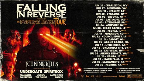 Popular monstour setlist. Jul 18, 2023 · Get the Falling in Reverse Setlist of the concert at The Zoo Amphitheatre, Oklahoma City, OK, USA on July 18, 2023 from the The Popular Monstour Tour and other Falling in Reverse Setlists for free on setlist.fm! 